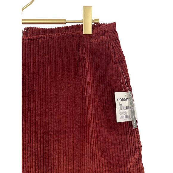 BP Corduroy Notched Hem Skirt Red Fire Large Y2K Retro 70s Dark Academia Preppy - Picture 3 of 12